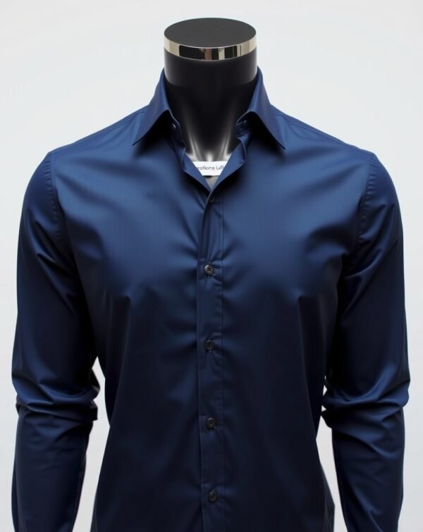 Navy Blue Slim Fit Shirt - Image 2
