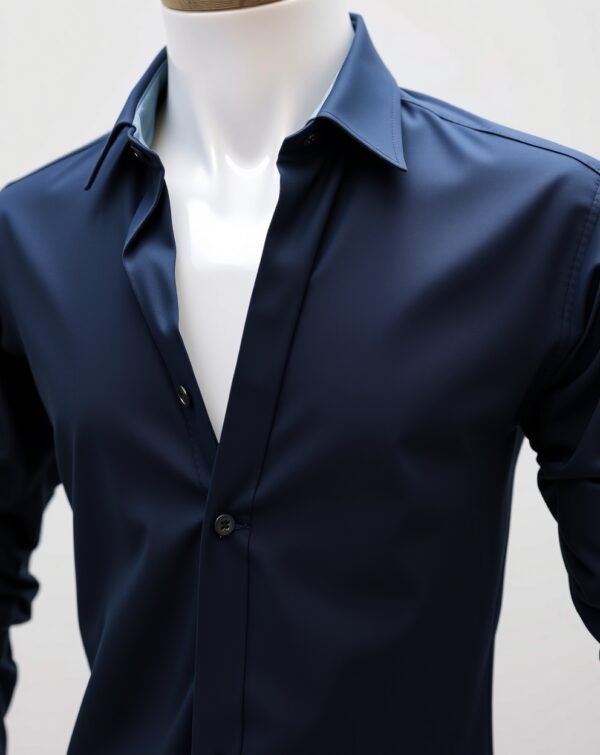 Navy Blue Slim Fit Shirt - Image 4