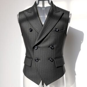 Charcoal Grey Double-Breasted Waistcoat
