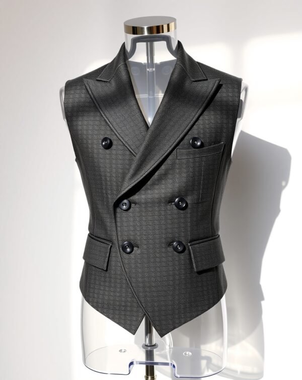 Charcoal Grey Double-Breasted Waistcoat