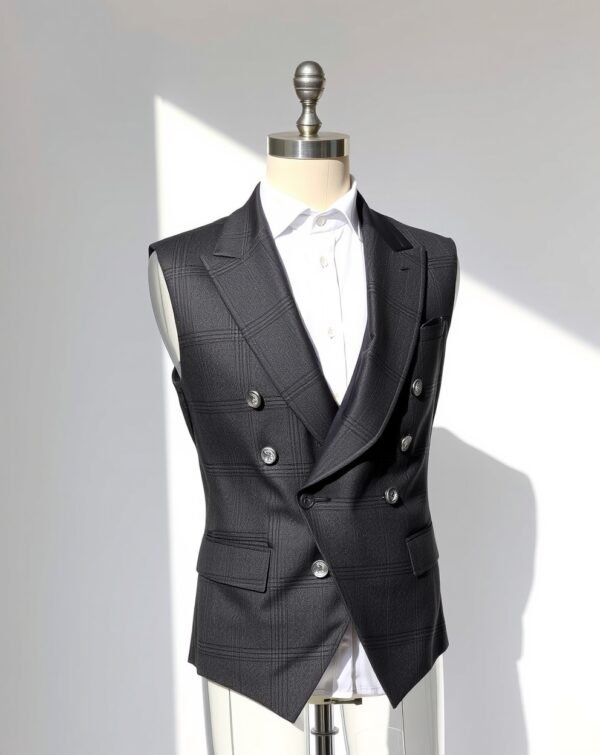Light Blue Casual Waistcoat - Image 3