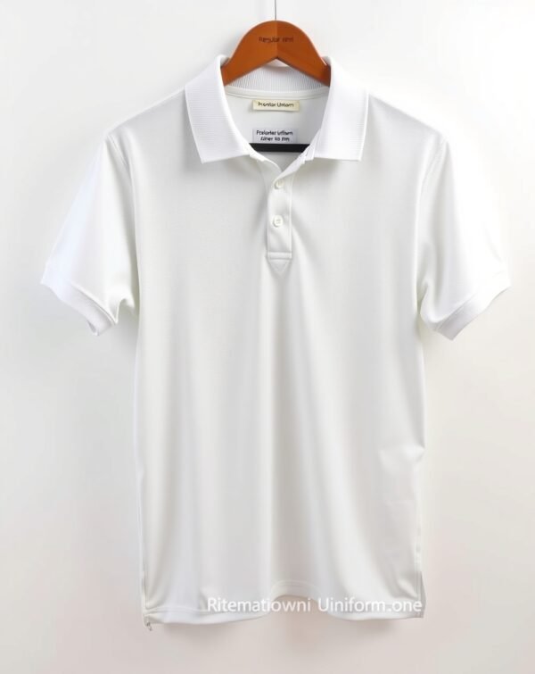 Classic Short-Sleeve – White Polo T-Shirt - Image 3