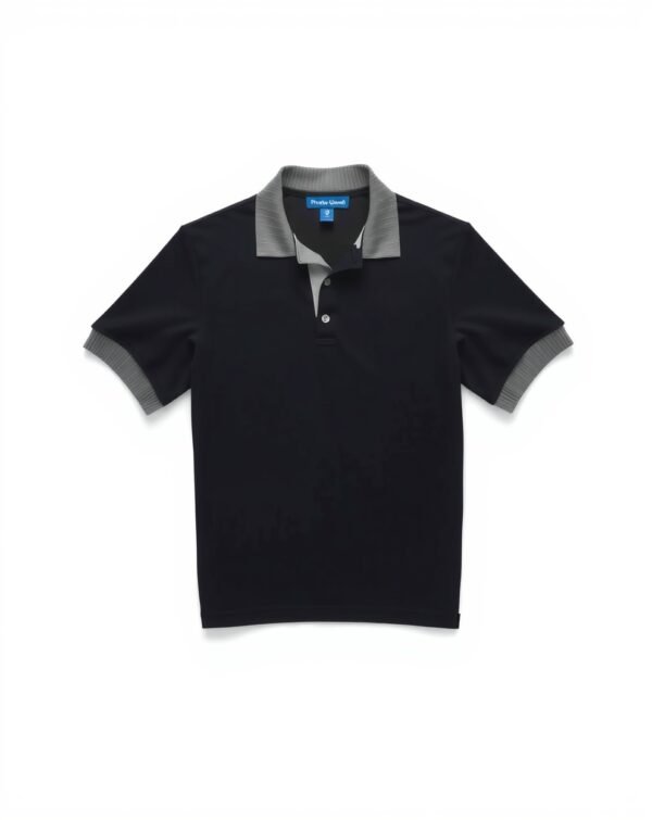 Contrast Collar – Black with Grey Collar Polo T-shirt