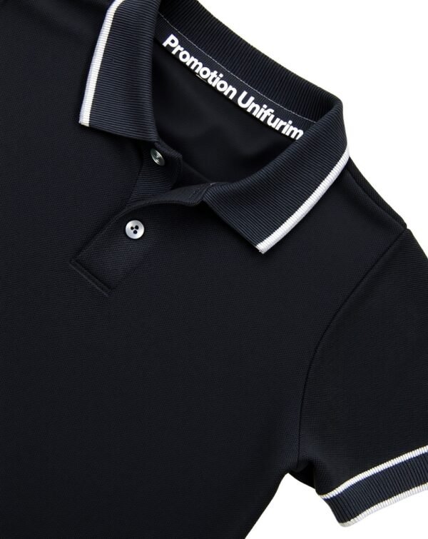Contrast Collar – Black with Grey Collar Polo T-shirt - Image 3