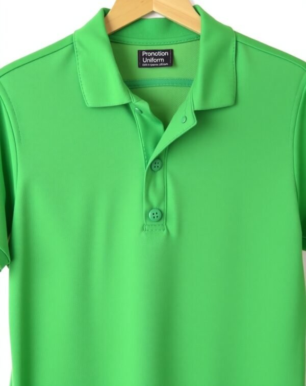 3-Button Placket – Bottle Green Polo T-shirt - Image 2