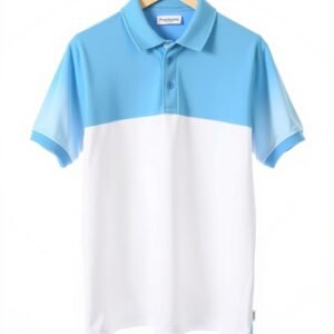 Color Block Style – Sky Blue & White Polo T-shirt