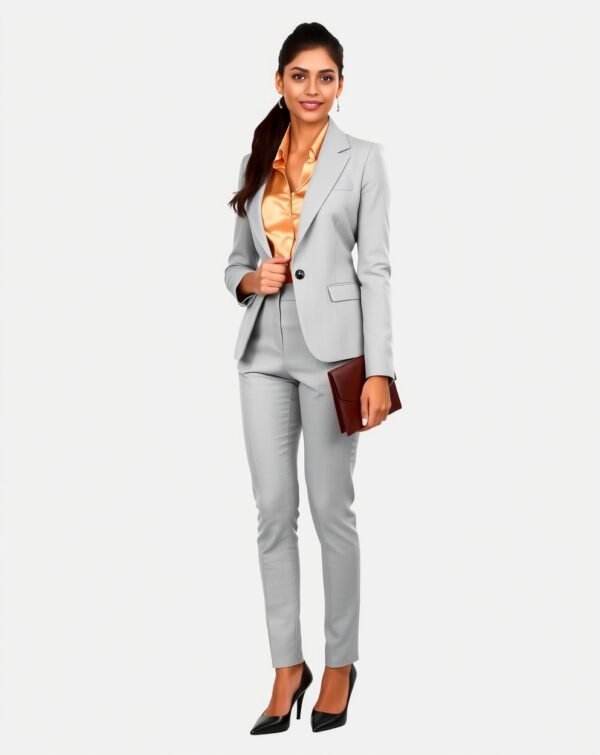 Light Grey Suit with Peach Shirt - Image 4