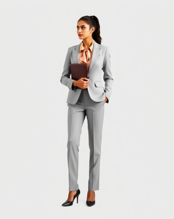 Light Grey Suit with Peach Shirt - Image 3