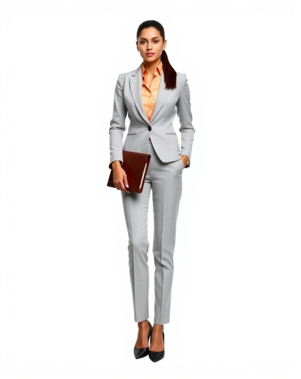 Light Grey Suit with Peach Shirt - Image 2