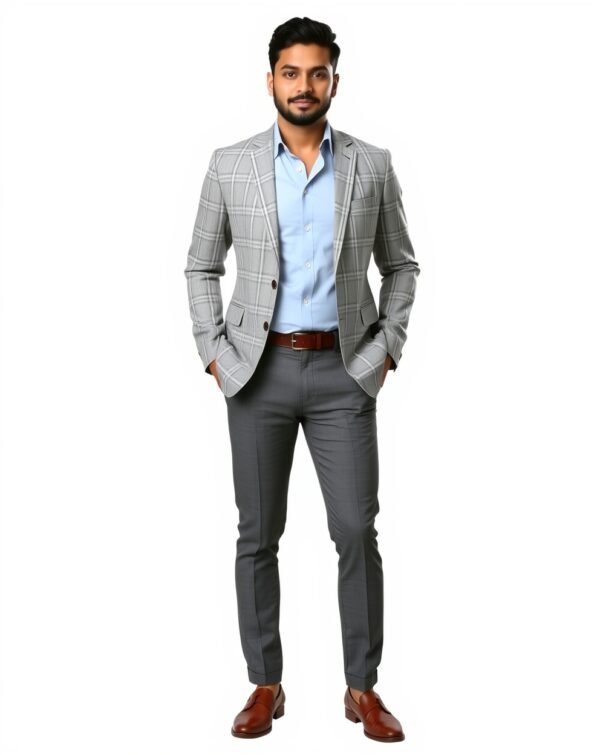 Grey Checkered Business Casual