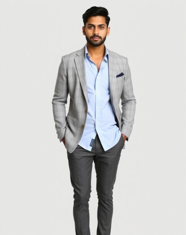 Grey Checkered Business Casual - Image 3