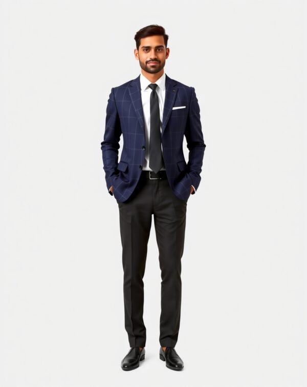 Windowpane Check Formal Blazer - Image 3