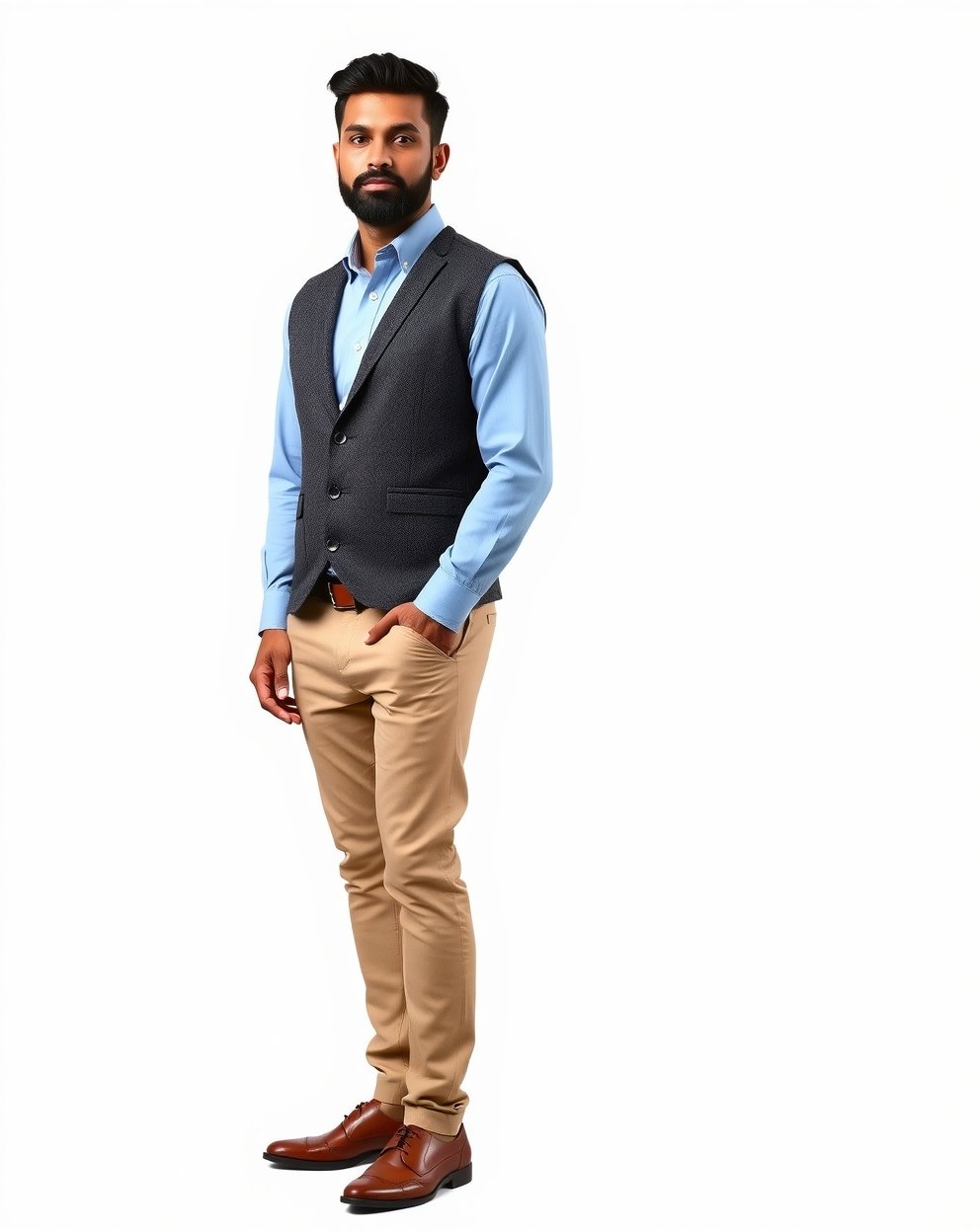 Dark Brown Tweed Pattern Waist Coat Full Set