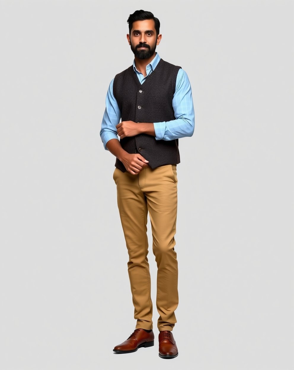 Dark Brown Tweed Pattern Waist Coat Full Set - Image 2