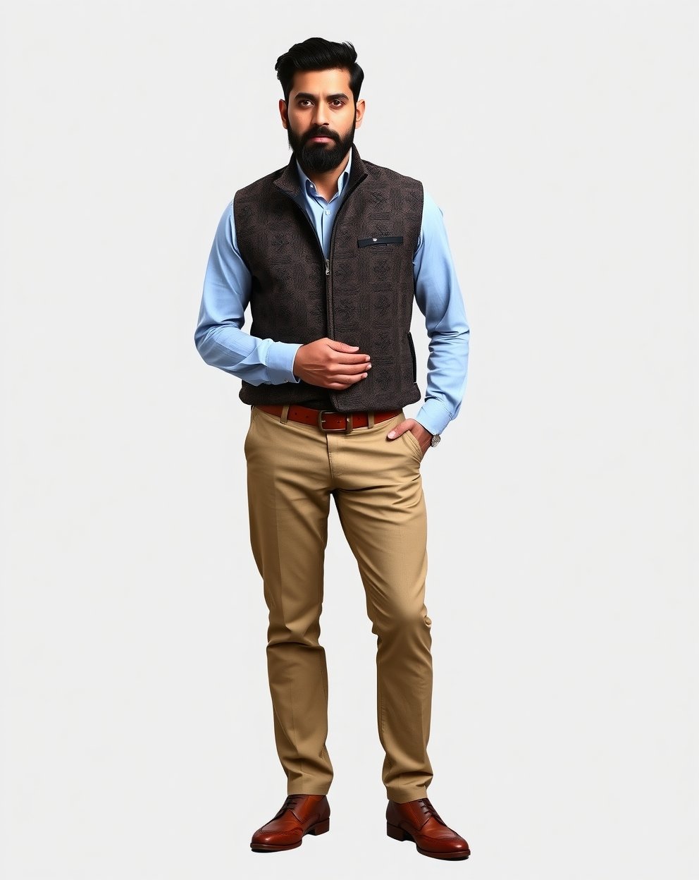 Dark Brown Tweed Pattern Waist Coat Full Set - Image 4