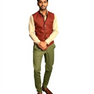 Coffee Brown & Olive Waistcoat Full Set