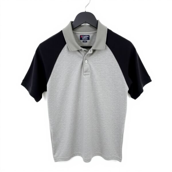 Raglan Sleeve – Grey with Black Sleeves Polo T-shirt