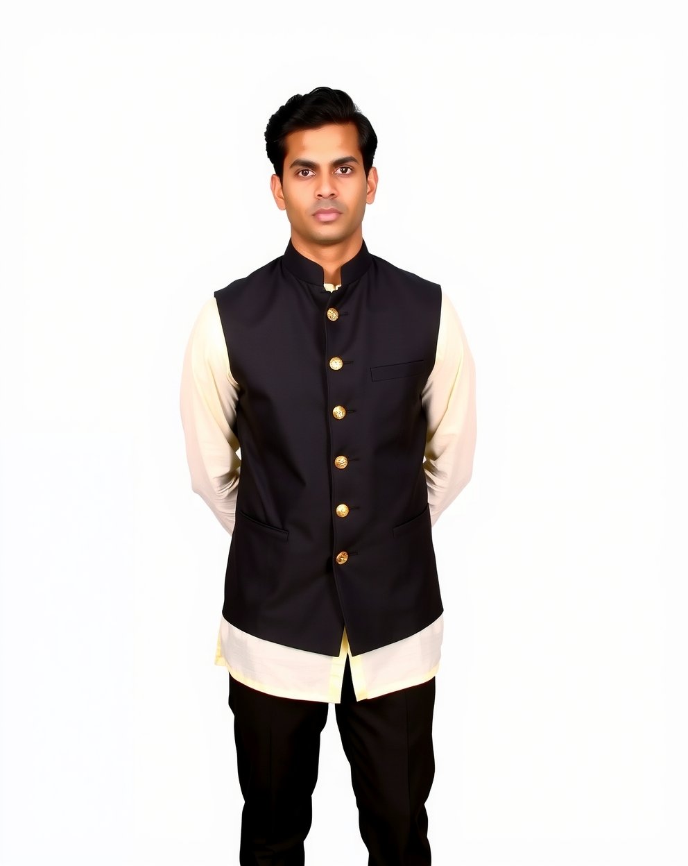 Jet Black with Gold Buttons Waistcoat Full Set - Image 4