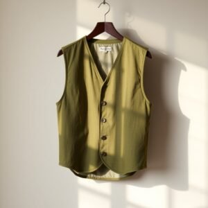 Olive Green Linen Waistcoat