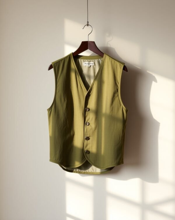 Olive Green Linen Waistcoat
