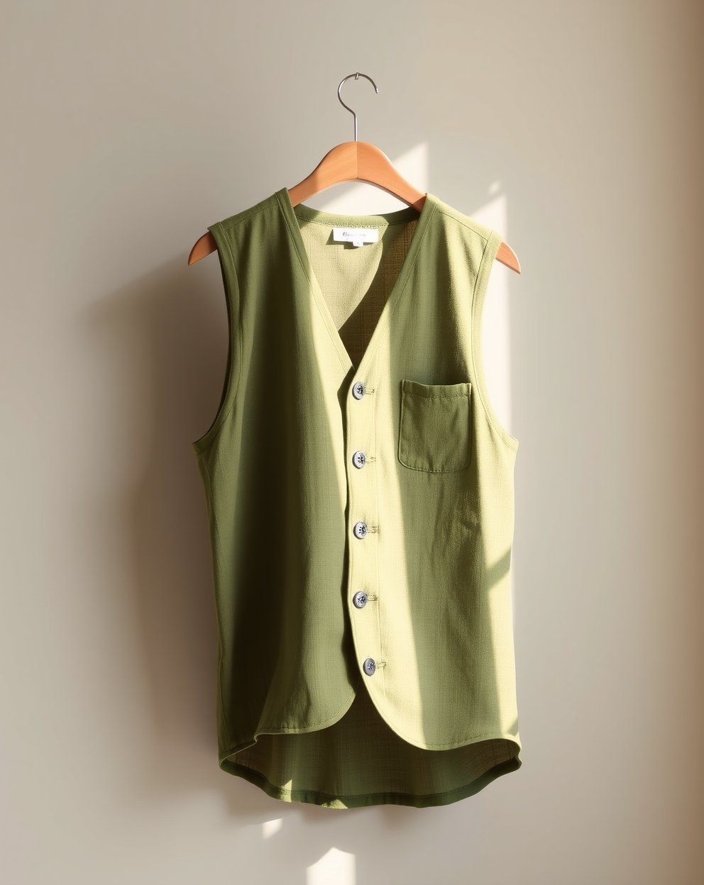 Olive Green Linen Waistcoat - Image 3