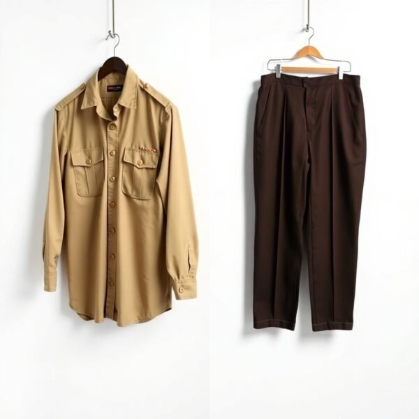 Beige Shirt + Dark Brown Pants security guard uniform Set - Image 3