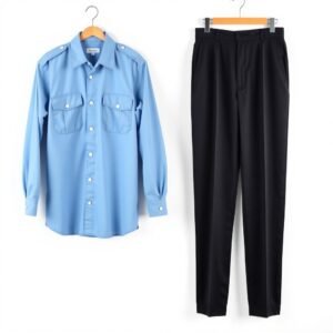 Sky Blue Shirt + Black Pants security guard uniform Set