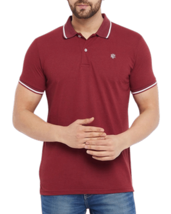 Maroon with White Stripes Polo T-shirt