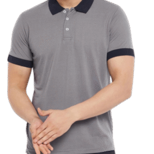 Contrast Collar – Grey with Black Collar Polo T-shirt