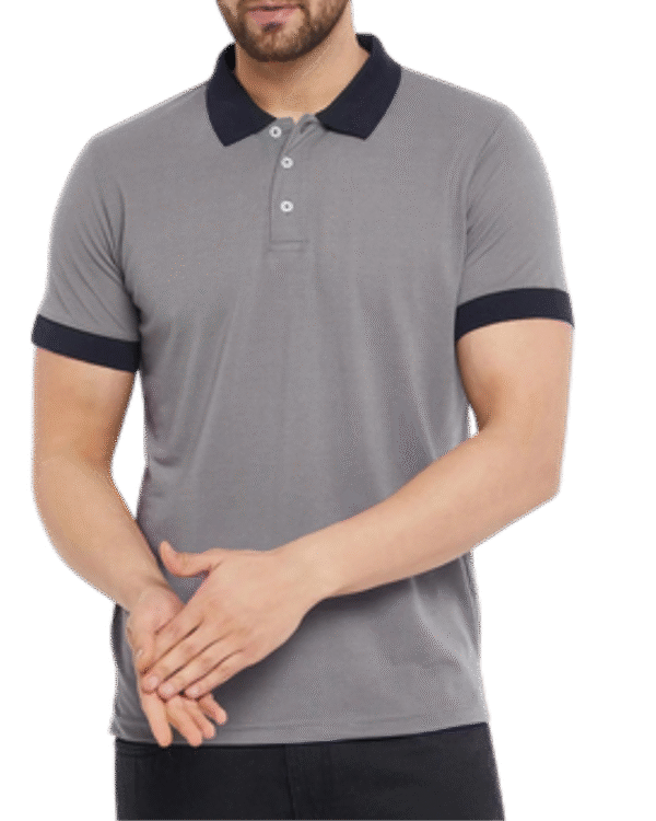 Contrast Collar – Grey with Black Collar Polo T-shirt