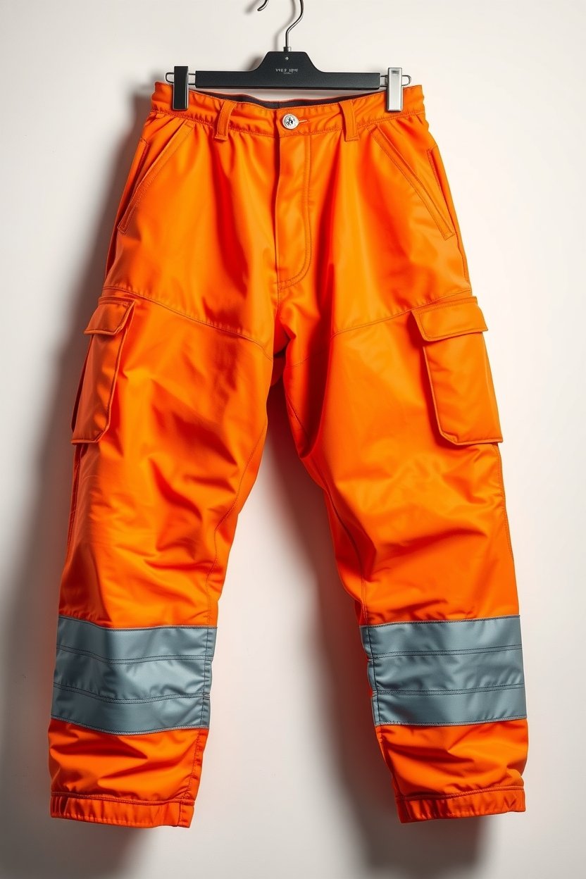 Orange with reflective bands Industrial Trousers - Image 4