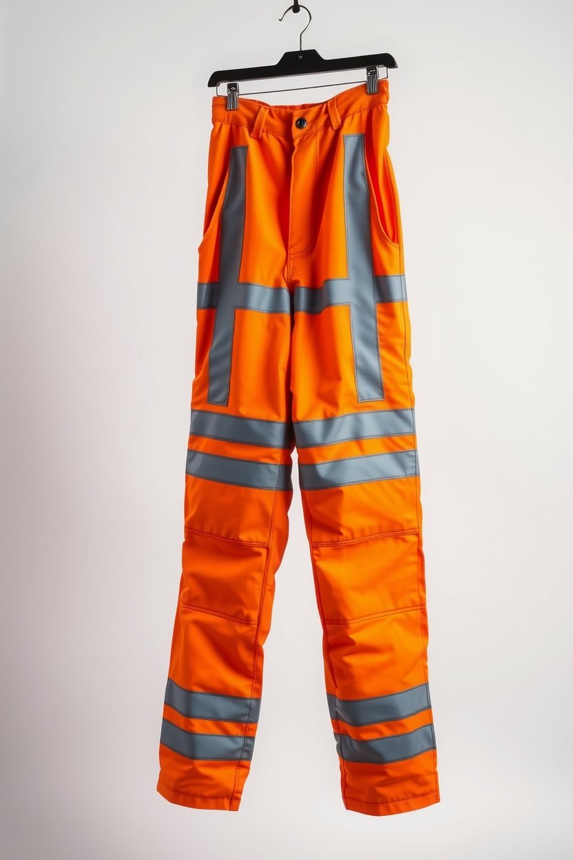 Orange with reflective bands Industrial Trousers - Image 3