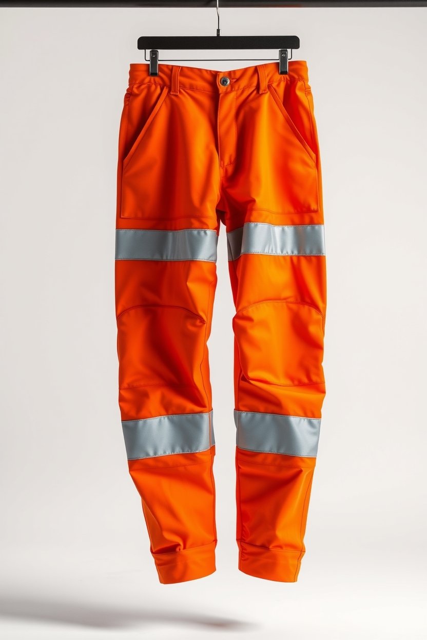 Orange with reflective bands Industrial Trousers - Image 2