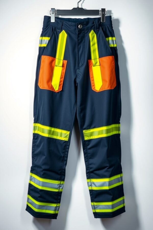 Navy with neon yellow tape Industrial Trousers - Image 4