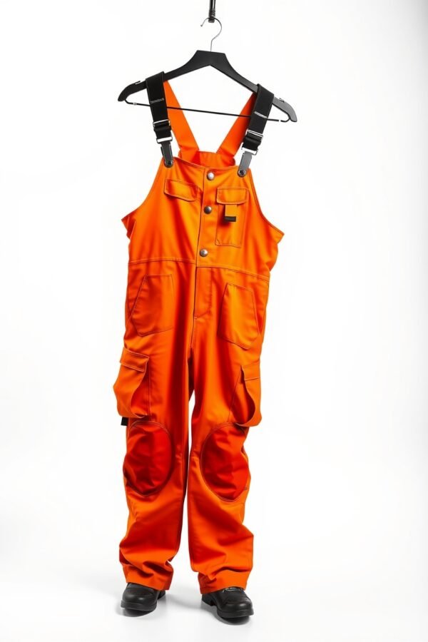 Orange bib pant with black knee
