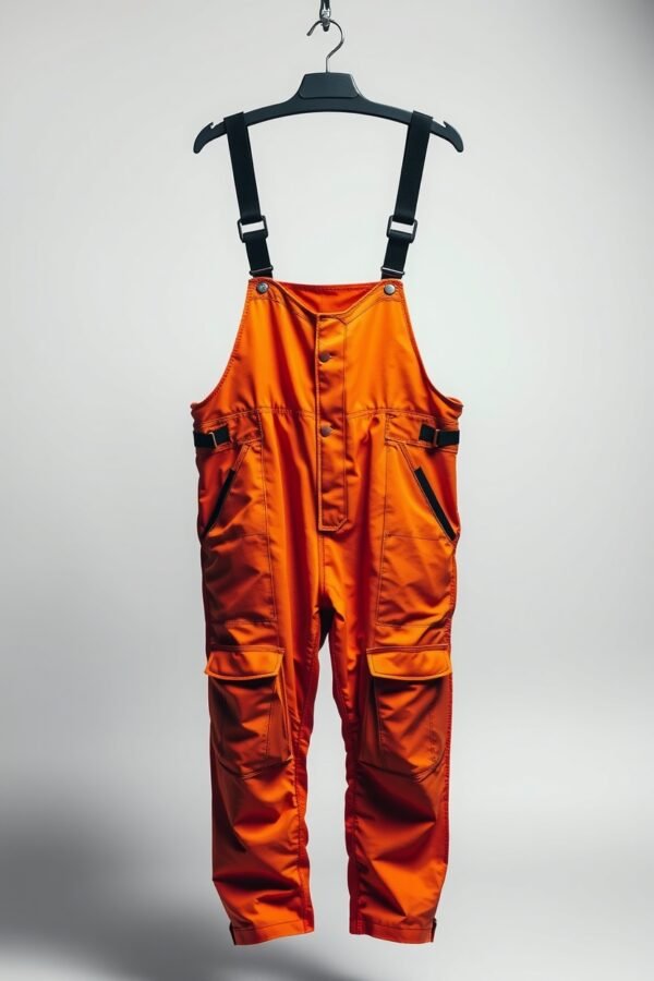 Orange bib pant with black knee - Image 2