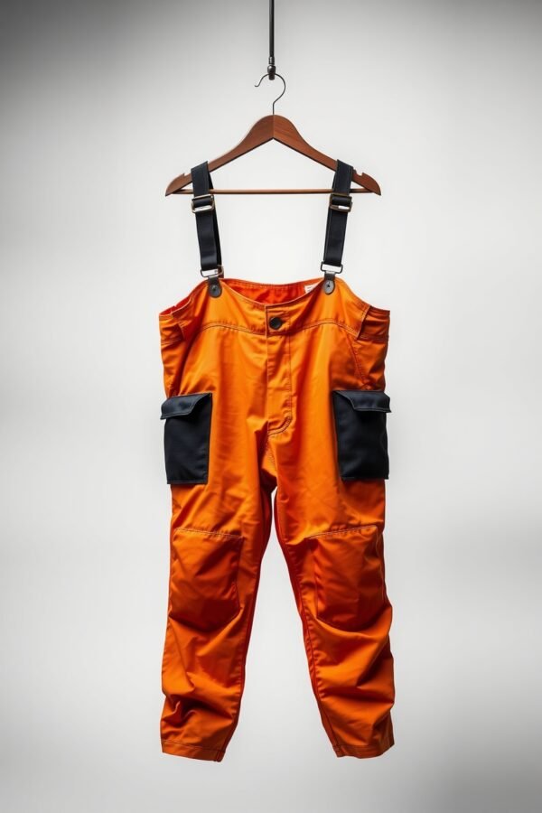Orange bib pant with black knee - Image 3