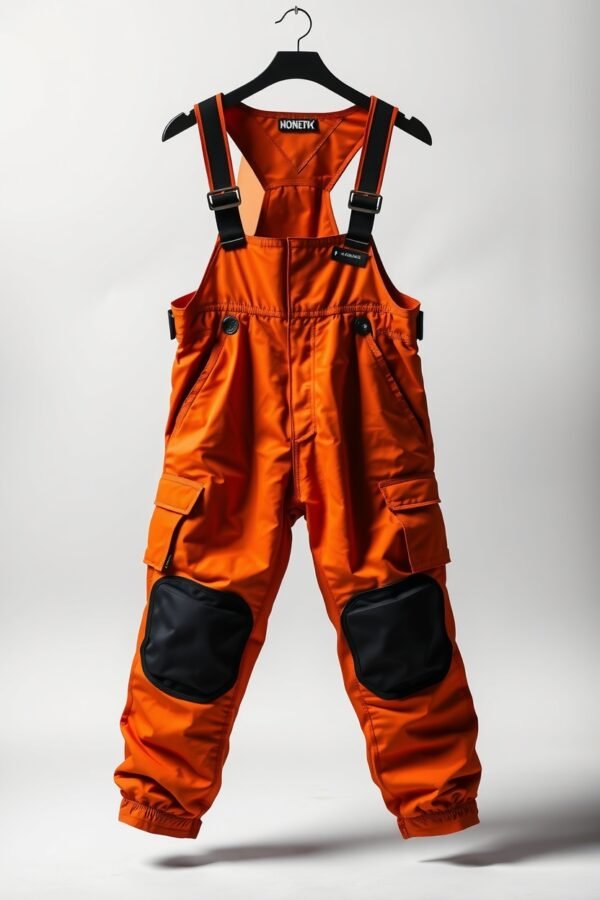 Orange bib pant with black knee - Image 4