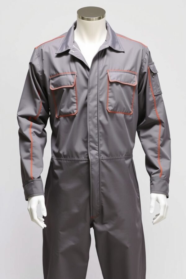 Grey with orange piping Boiler Suits - Image 7