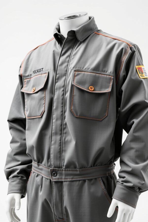 Grey with orange piping Boiler Suits - Image 8