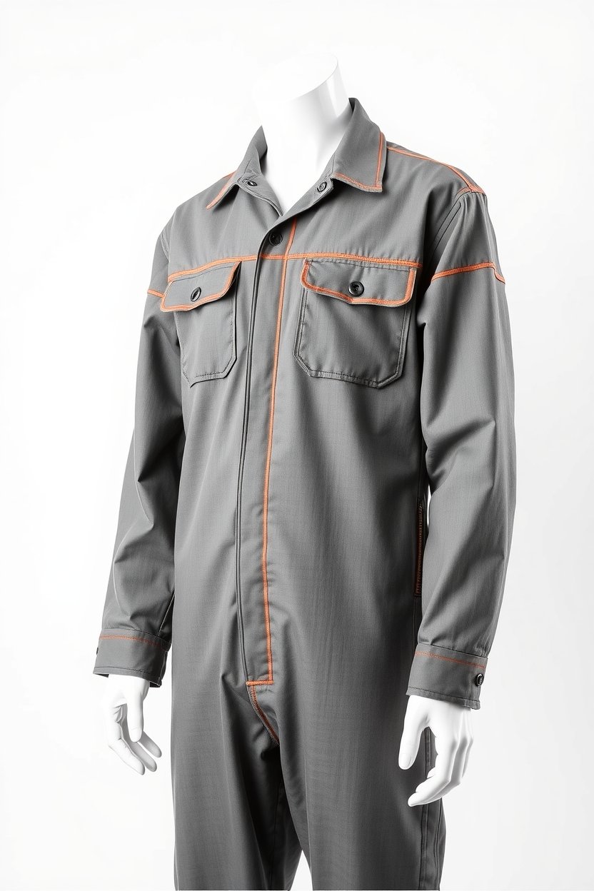 Grey with orange piping Boiler Suits - Image 2