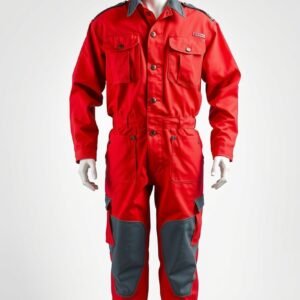 Red with grey pockets Boiler Suits