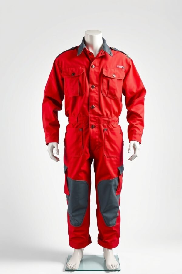 Red with grey pockets Boiler Suits
