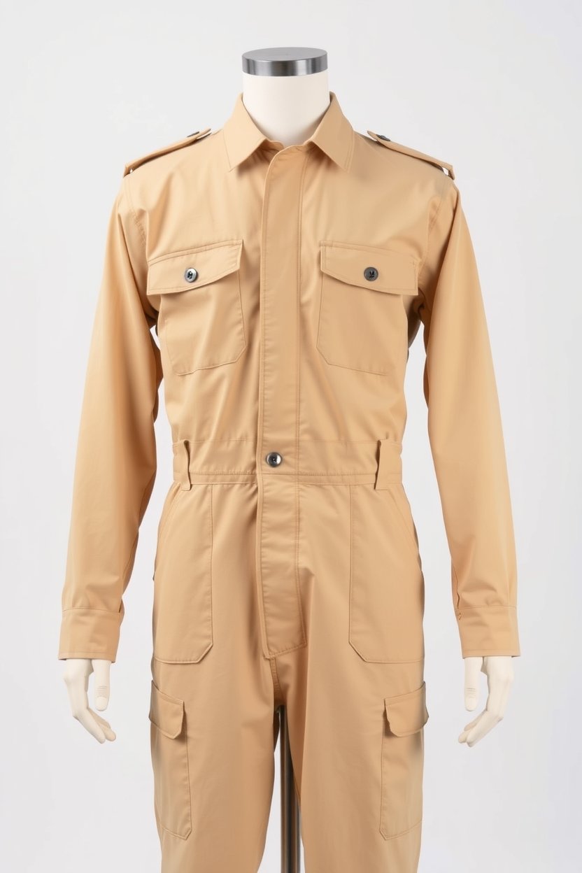 Khaki solid Boiler Suits
